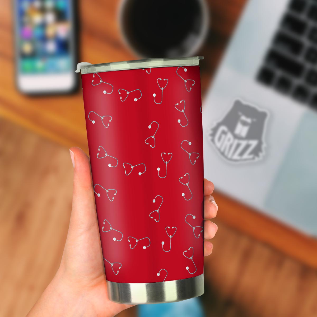 Stethoscope Red Print Pattern Tumbler-grizzshop