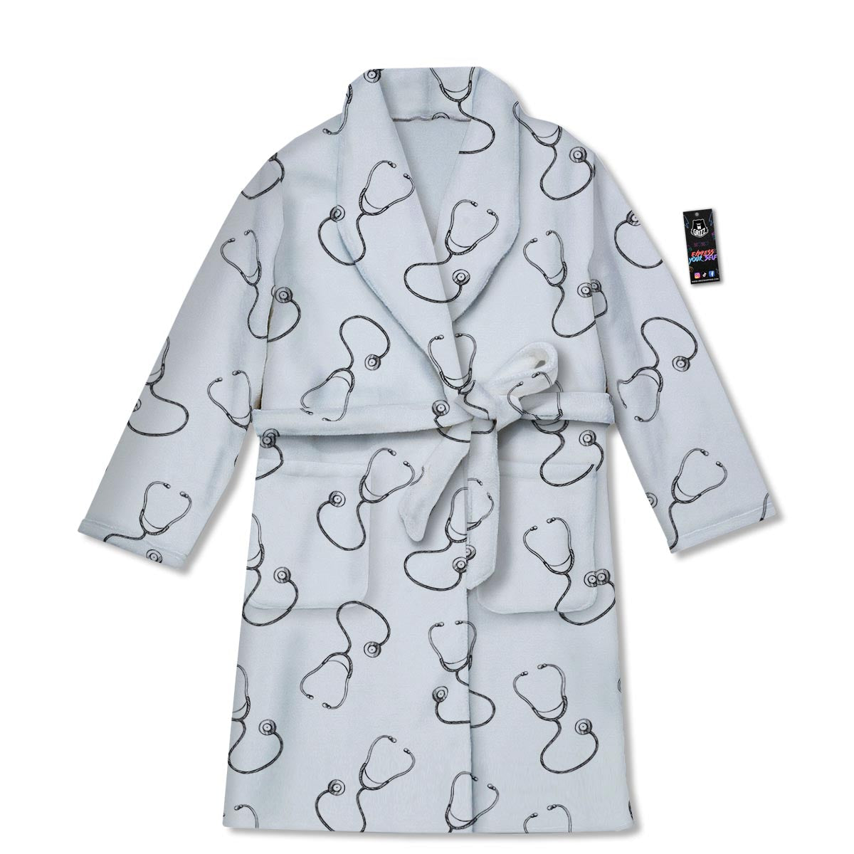 Stethoscope Sign Print Pattern Bathrobe-grizzshop