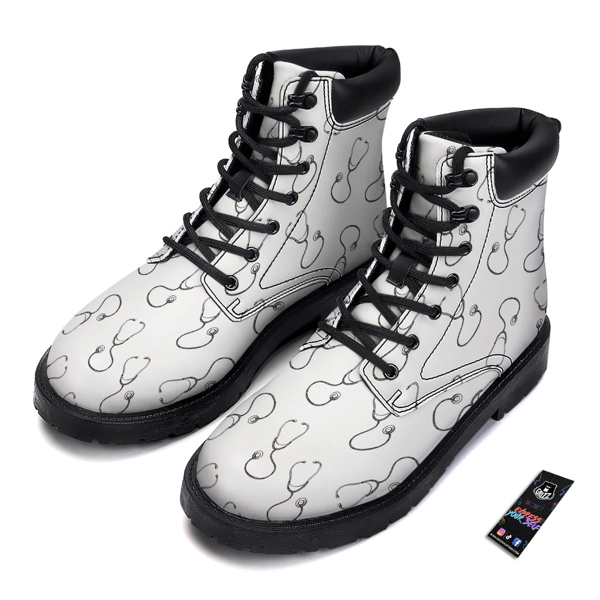 Stethoscope Sign Print Pattern Boots-grizzshop