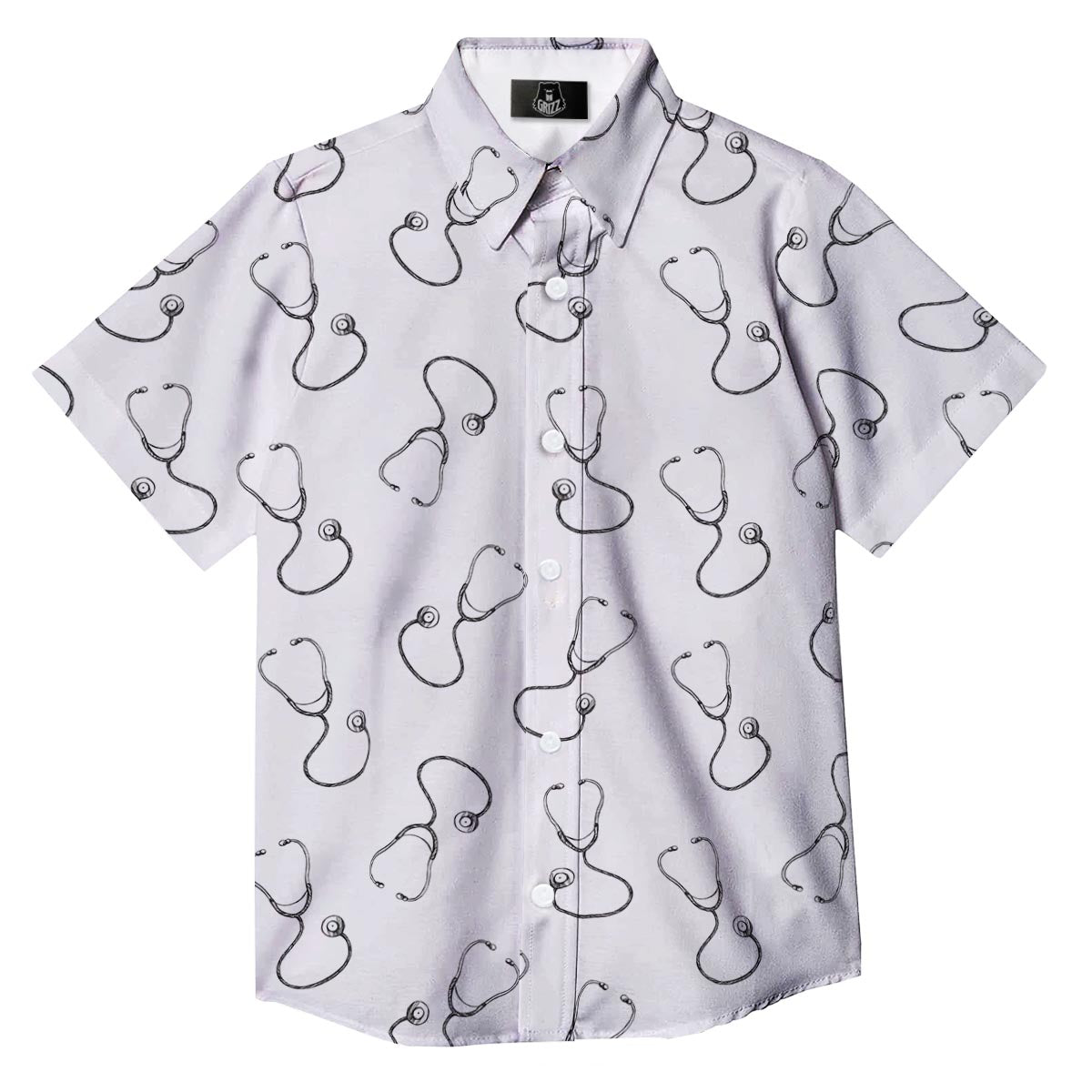 Stethoscope Sign Print Pattern Button Up Shirt-grizzshop