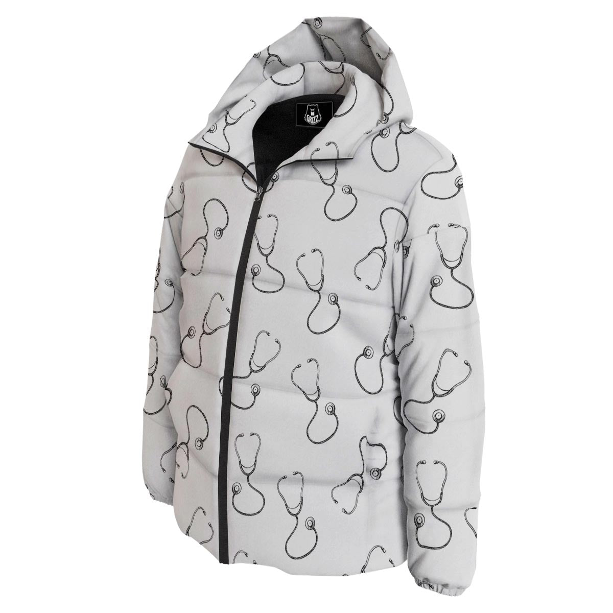 Stethoscope Sign Print Pattern Down Jacket-grizzshop