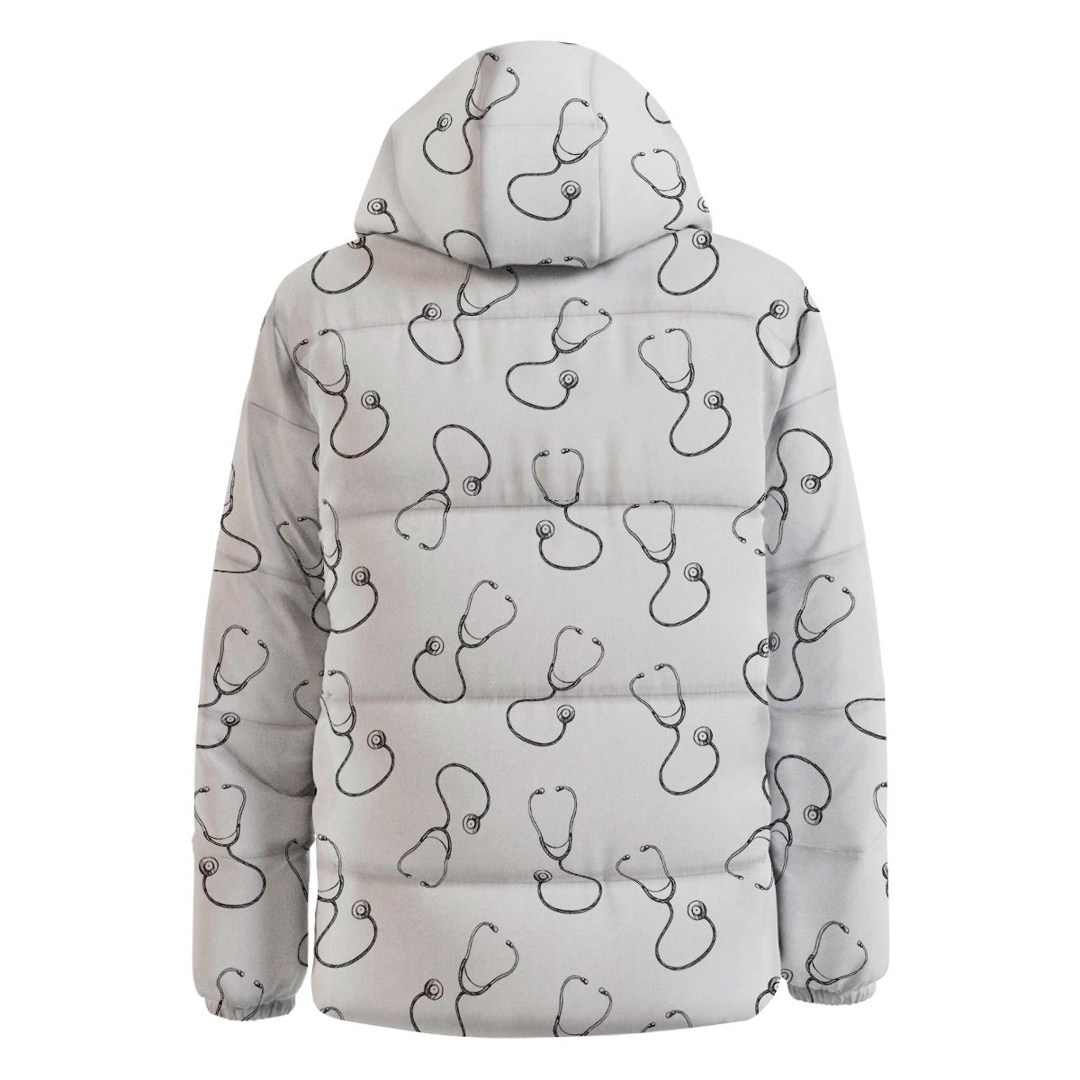 Stethoscope Sign Print Pattern Down Jacket-grizzshop