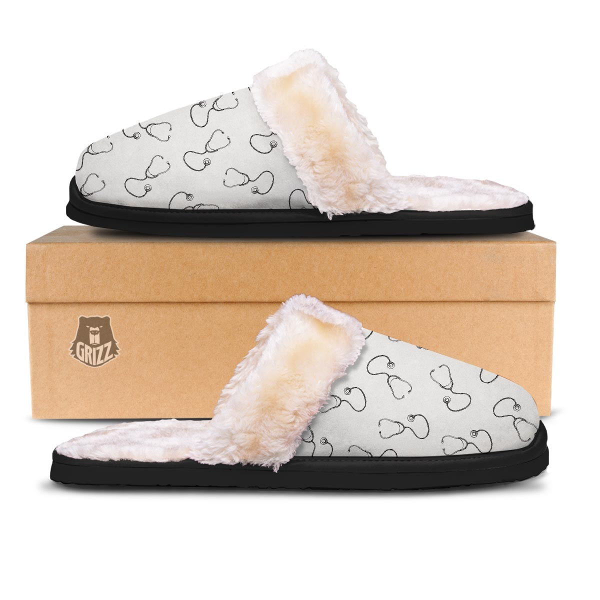 Stethoscope Sign Print Pattern Slippers-grizzshop