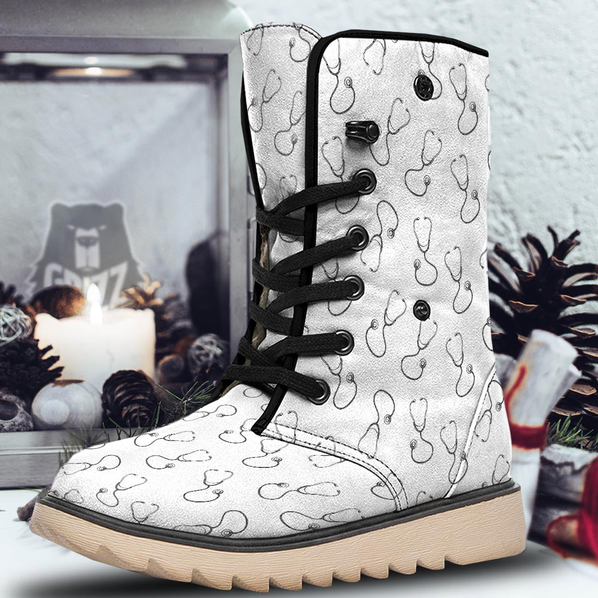 Stethoscope Sign Print Pattern Snow Boots-grizzshop