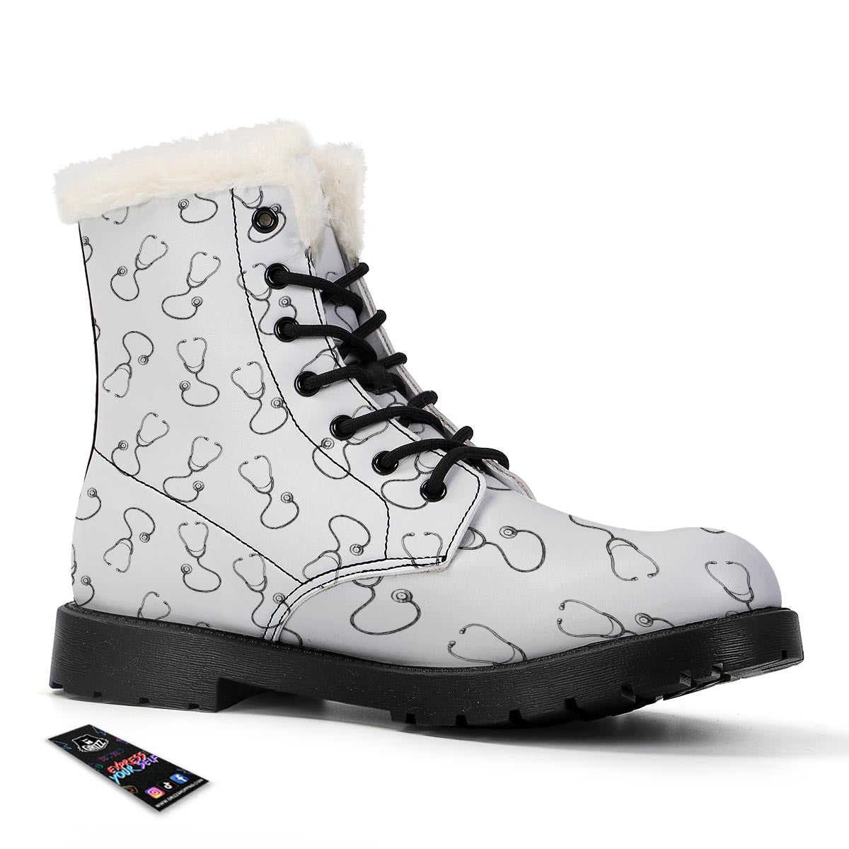 Stethoscope Sign Print Pattern Winter Boots-grizzshop