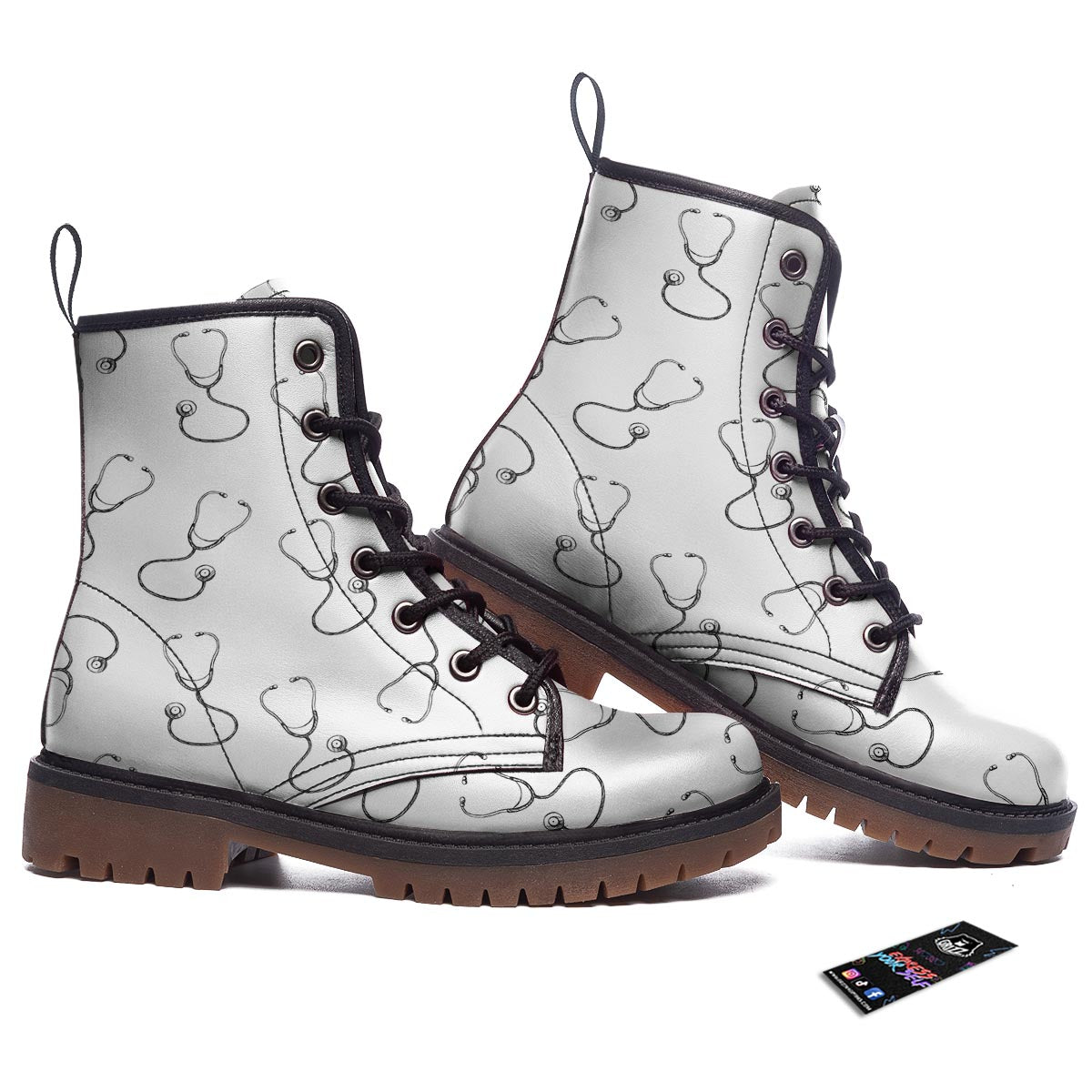 Stethoscope Sign Print Pattern Work Boots-grizzshop