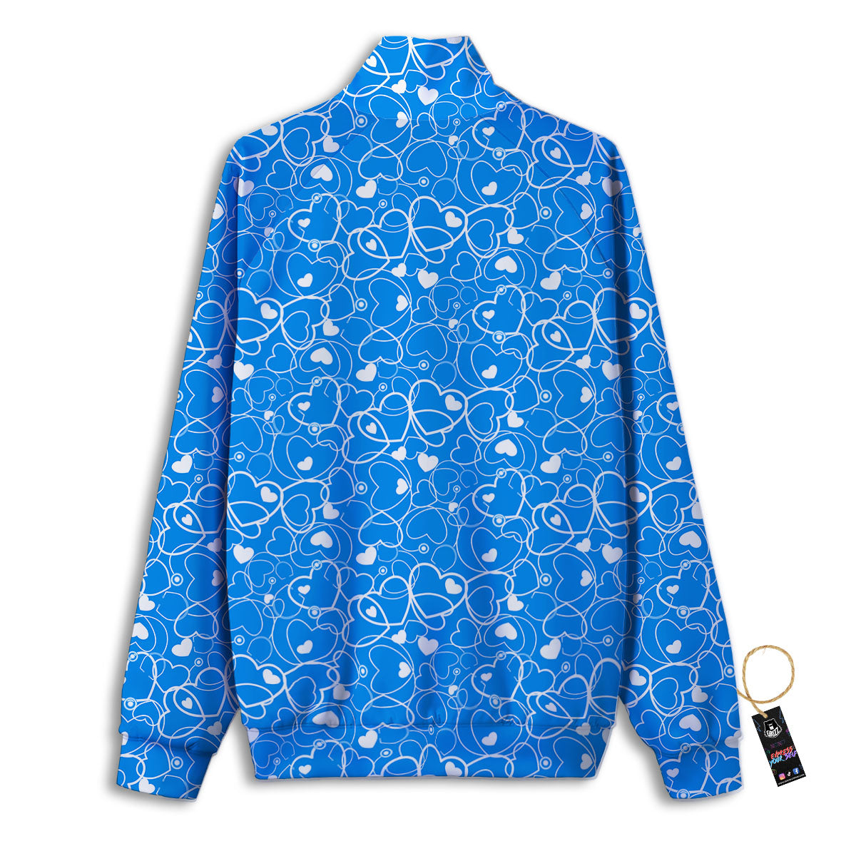 Stethoscope White And Blue Print Pattern Track Jacket-grizzshop