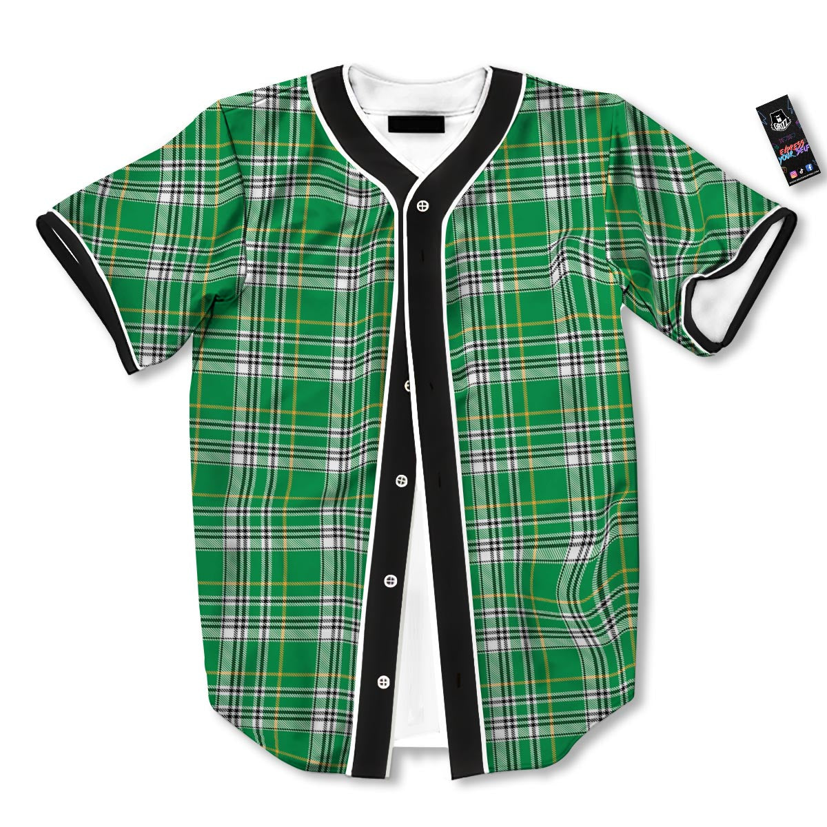 Stewart Plaid Saint Patrick's Day Print Pattern Baseball Jersey-grizzshop