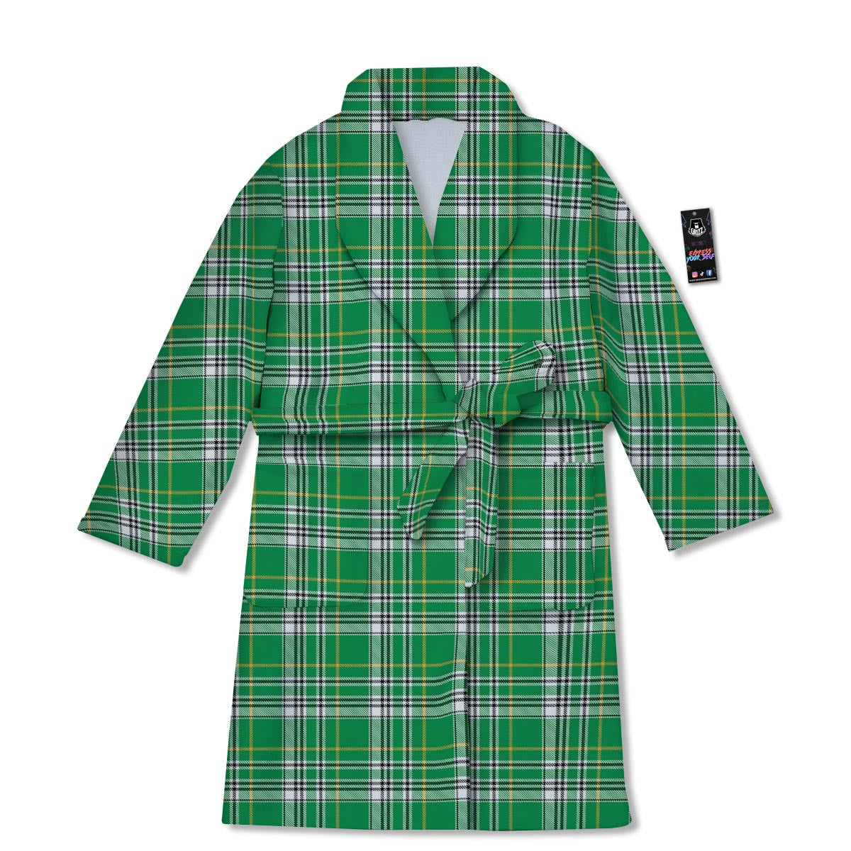 Stewart Plaid Saint Patrick's Day Print Pattern Bathrobe-grizzshop