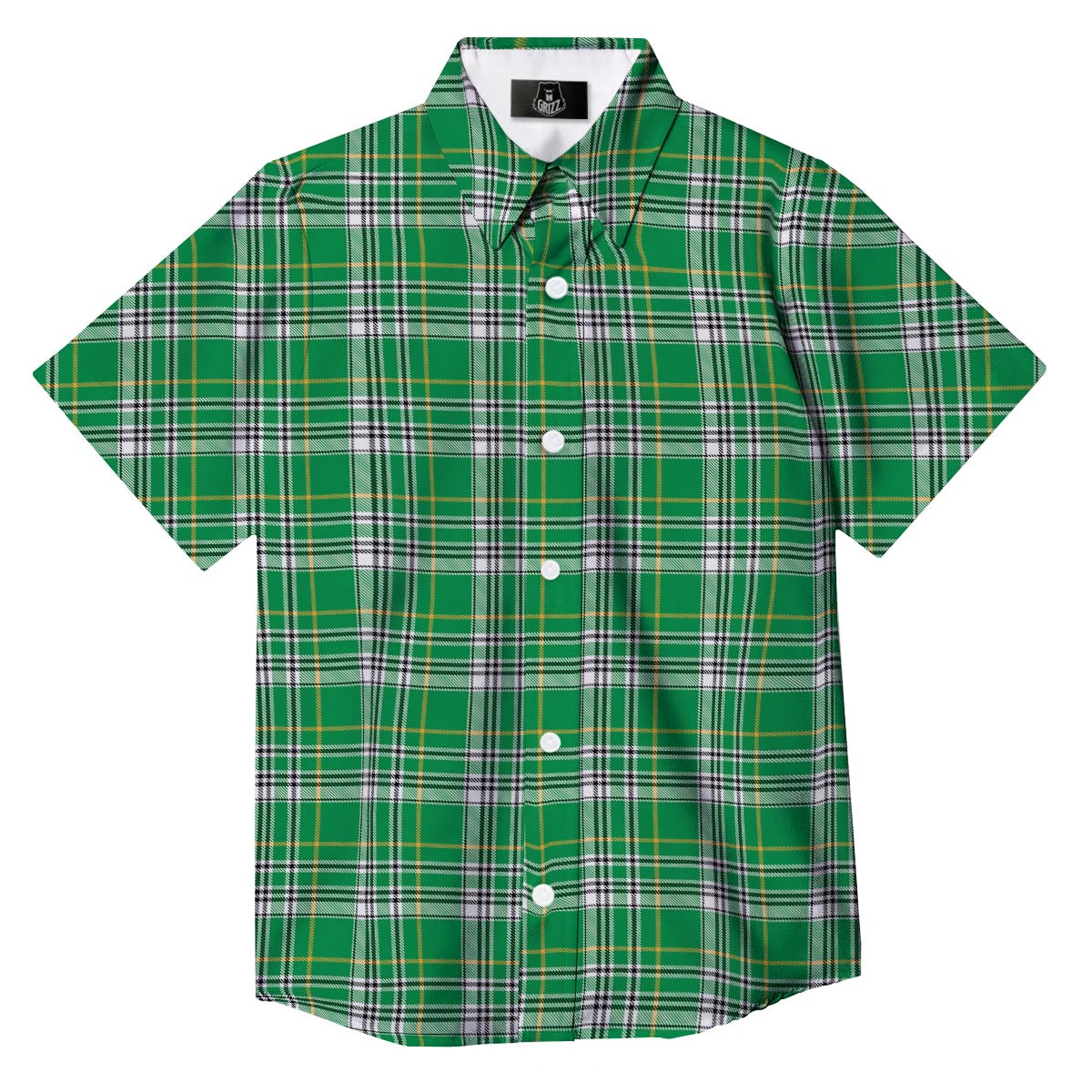Stewart Plaid Saint Patrick's Day Print Pattern Button Up Shirt-grizzshop