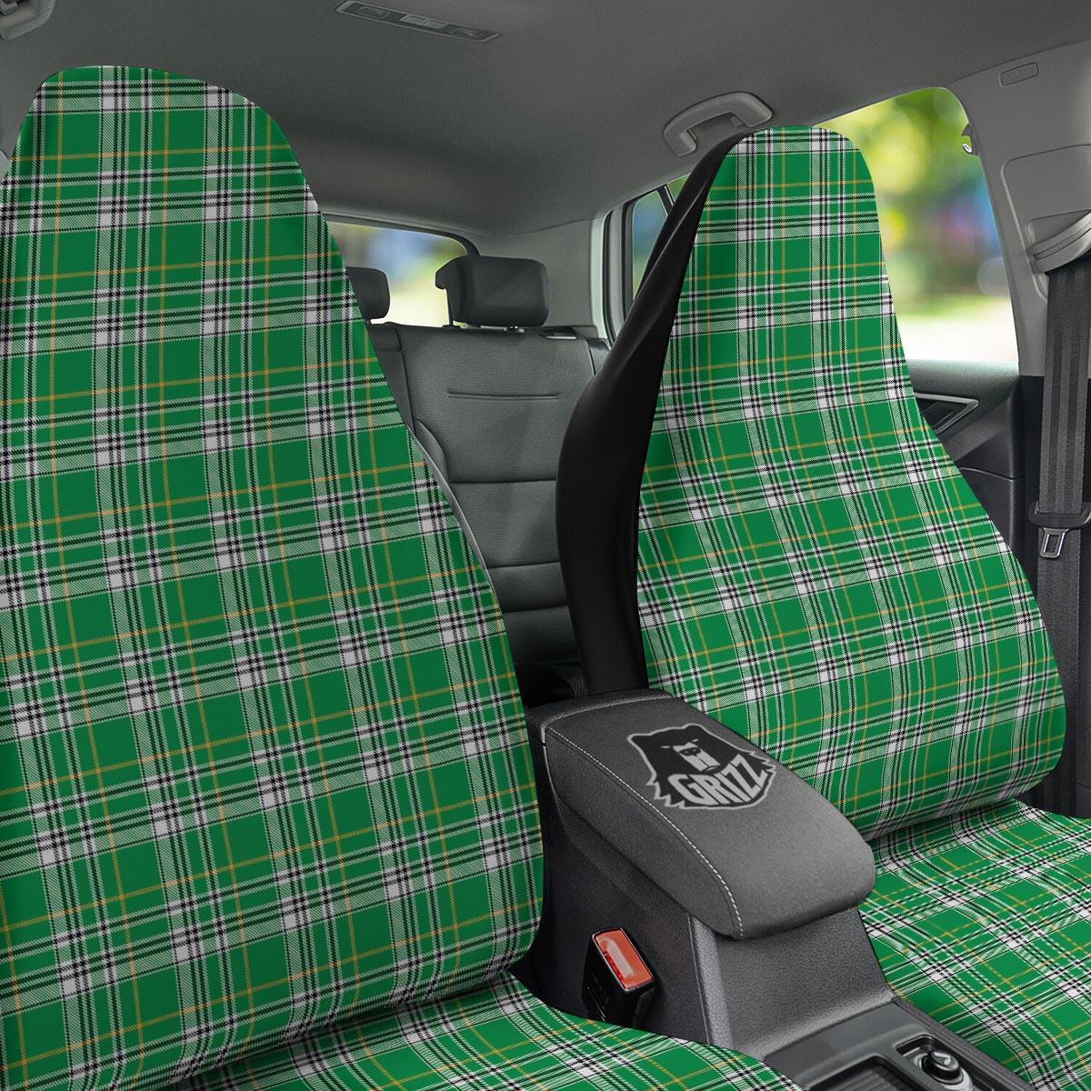 Stewart Plaid Saint Patrick's Day Print Pattern Car Seat Covers-grizzshop