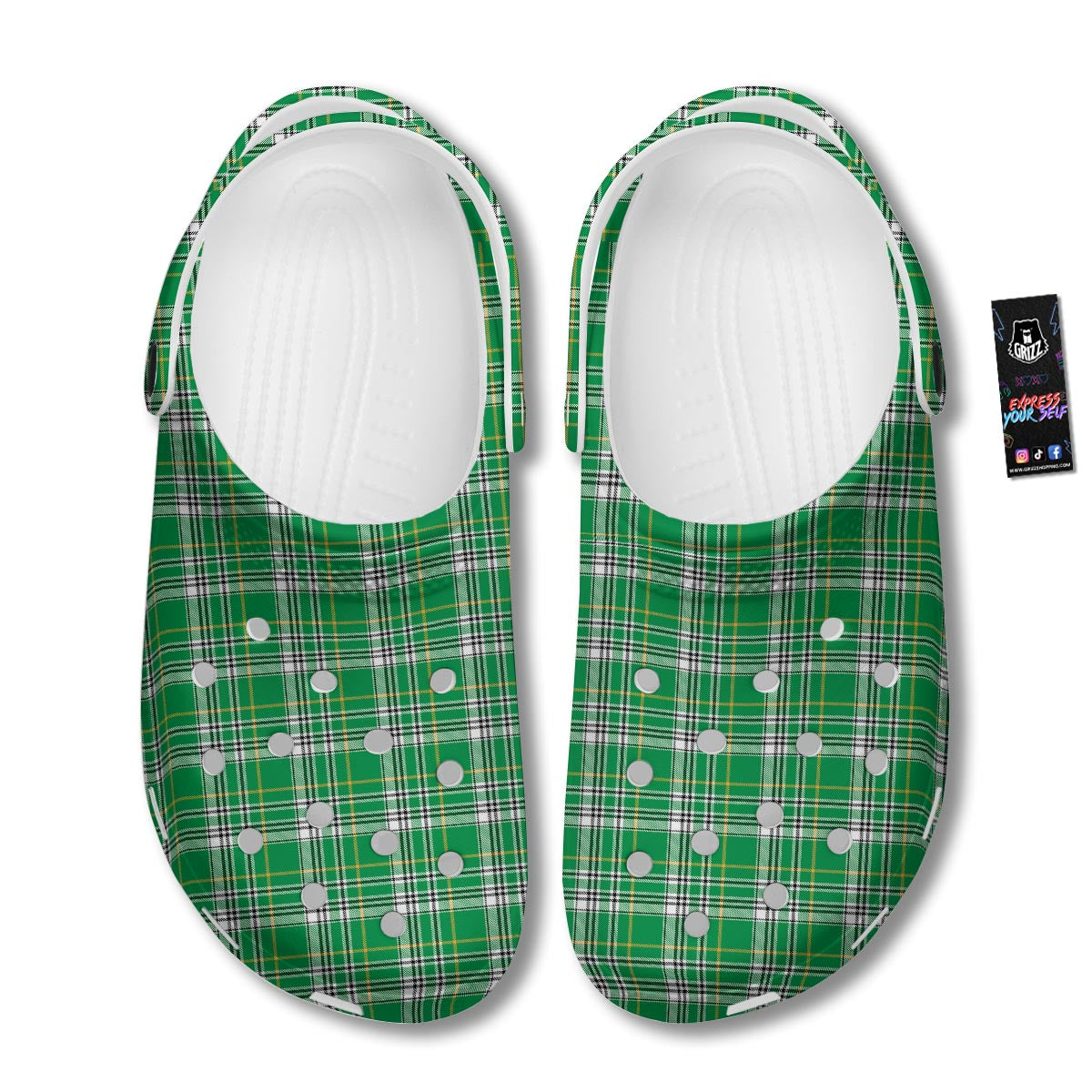 Stewart Plaid Saint Patrick's Day Print Pattern Clog-grizzshop