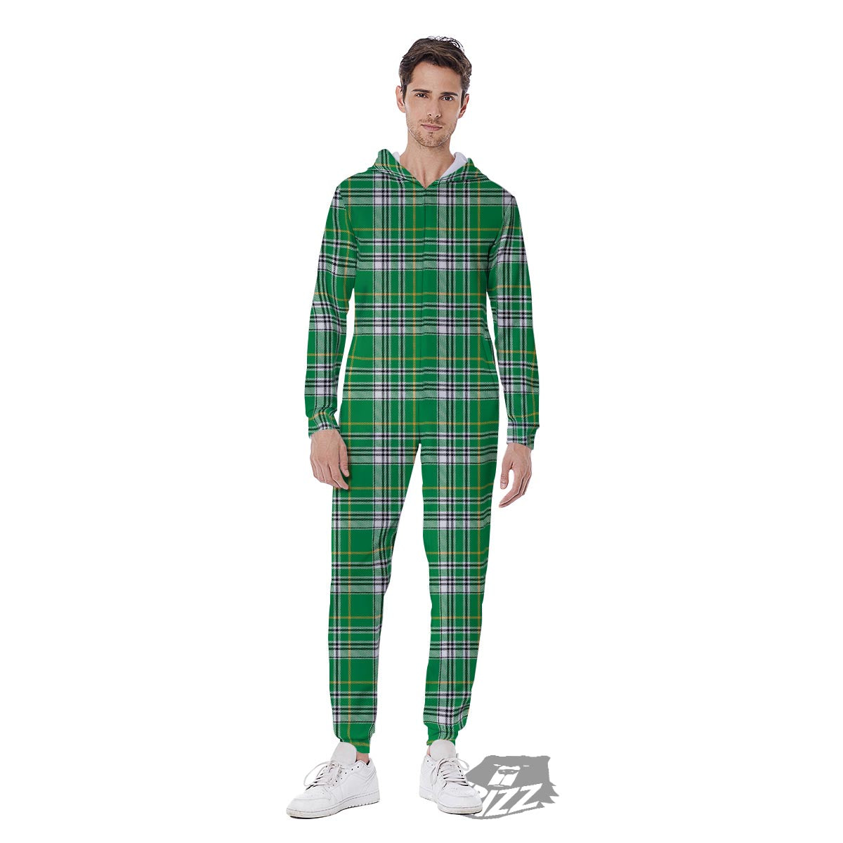 Stewart Plaid Saint Patrick's Day Print Pattern Men's Jumpsuit-grizzshop