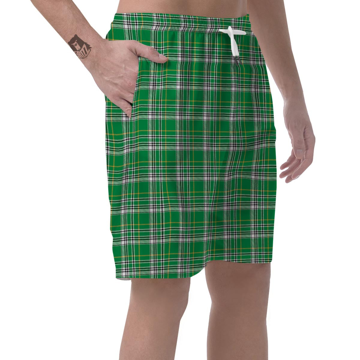 Stewart Plaid Saint Patrick's Day Print Pattern Men's Shorts-grizzshop