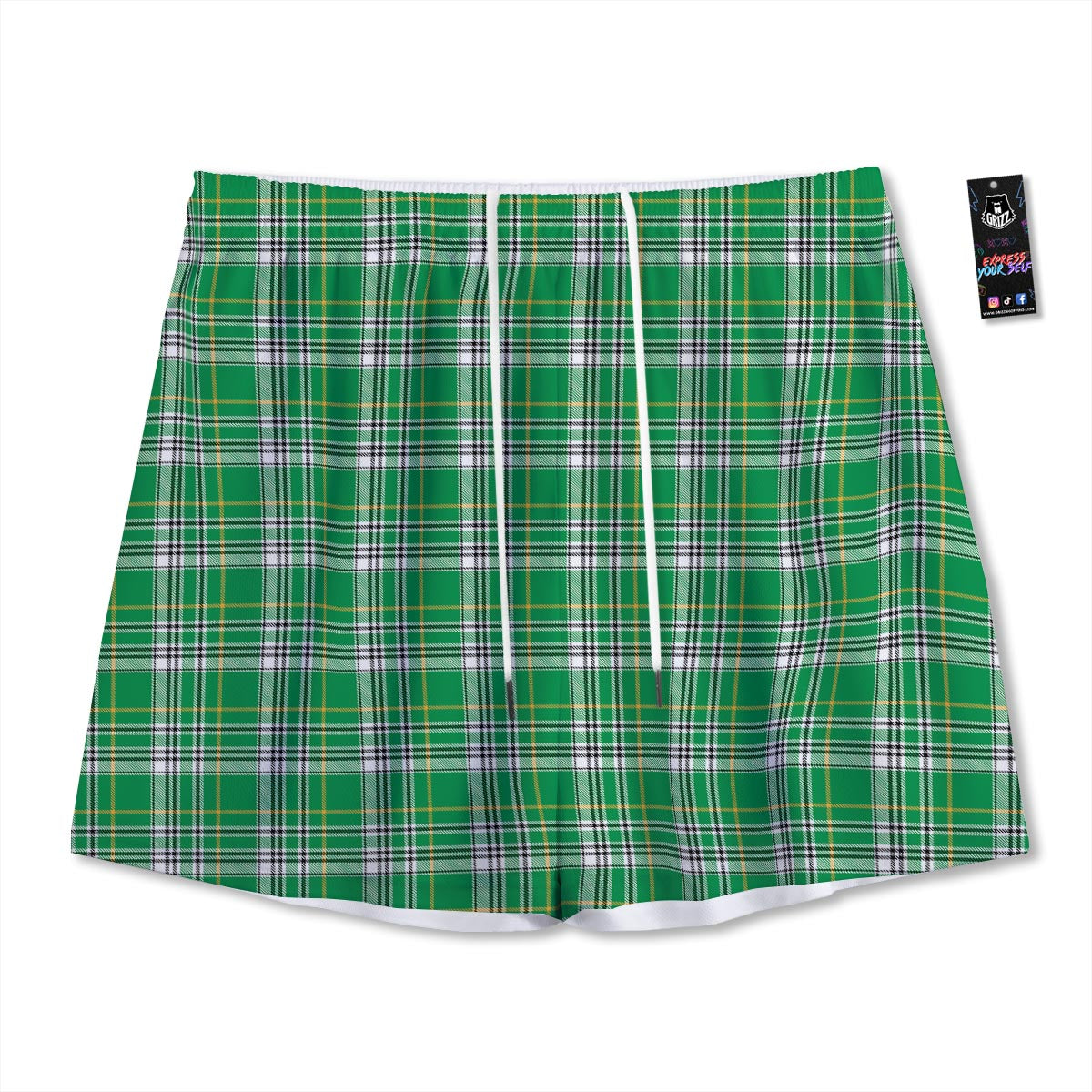 Stewart Plaid Saint Patrick's Day Print Pattern Mesh Shorts