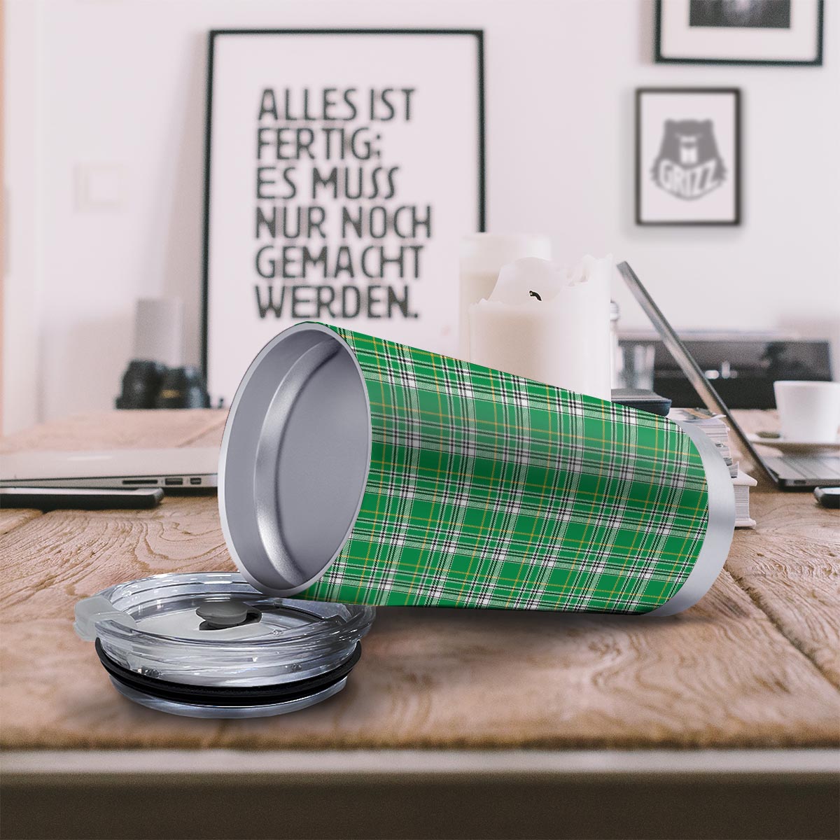 Stewart Plaid Saint Patrick's Day Print Pattern Tumbler-grizzshop