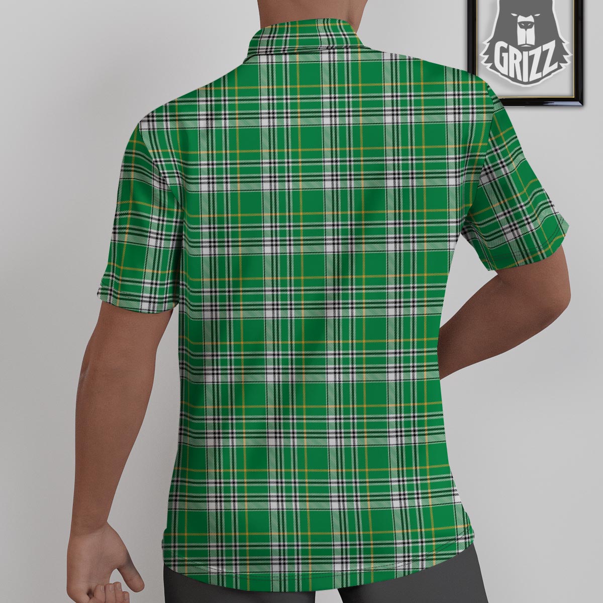 Stewart Plaid Saint Patrick's Day Print Pattern Untucked Shirts-grizzshop