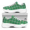 Stewart Plaid Saint Patrick's Day Print Pattern White Chunky Shoes-grizzshop