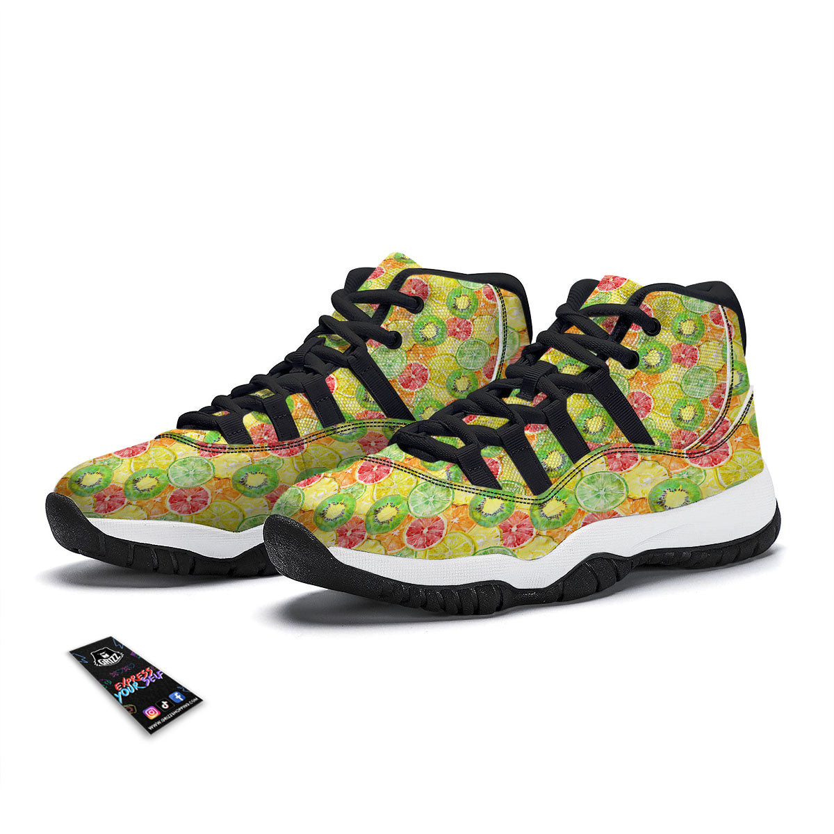 Stewart Tartan Blue And Green Print Black Bball Shoes-grizzshop