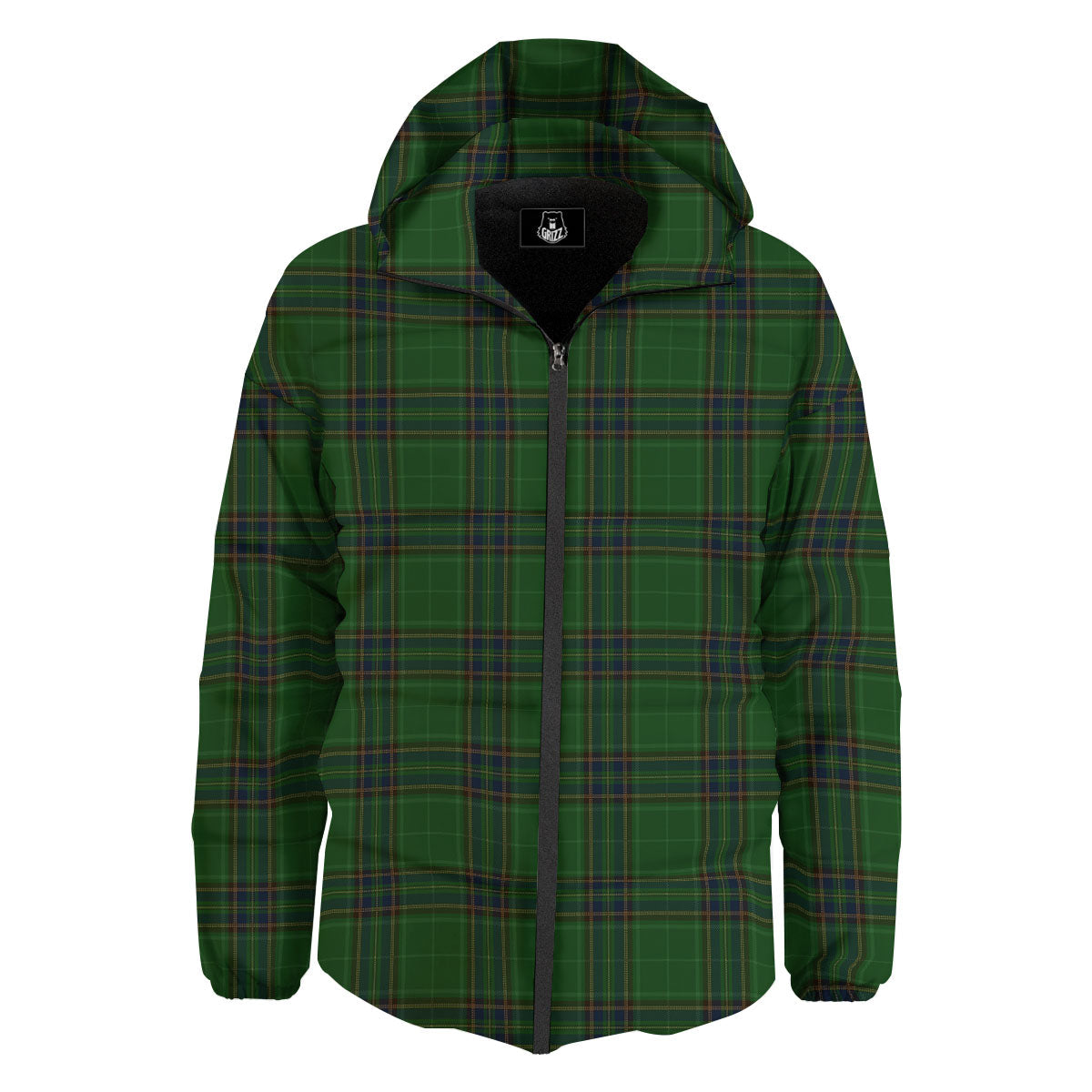 Stewart Tartan Blue And Green Print Down Jacket-grizzshop
