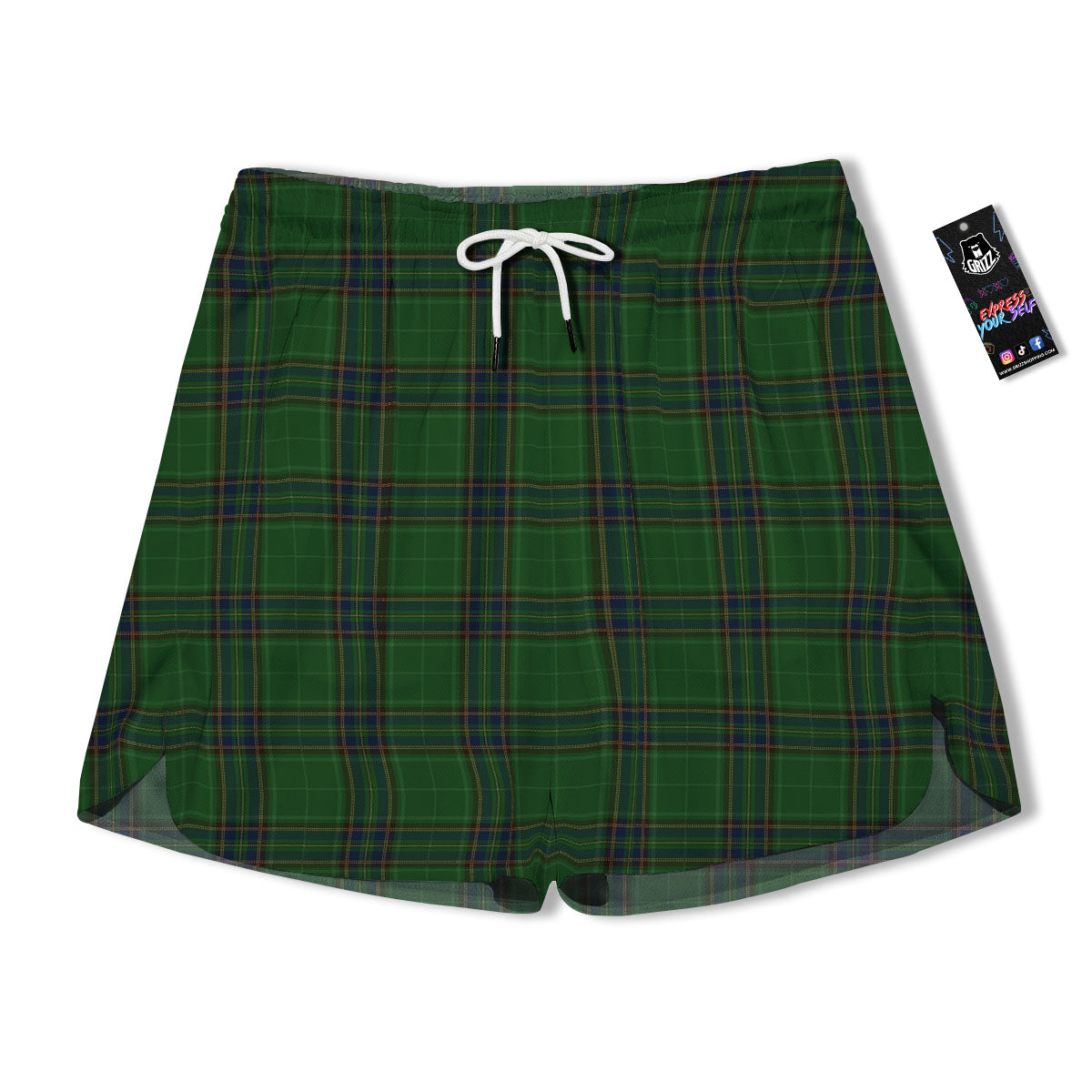 Stewart Tartan Blue And Green Print Men's Running Shorts-grizzshop