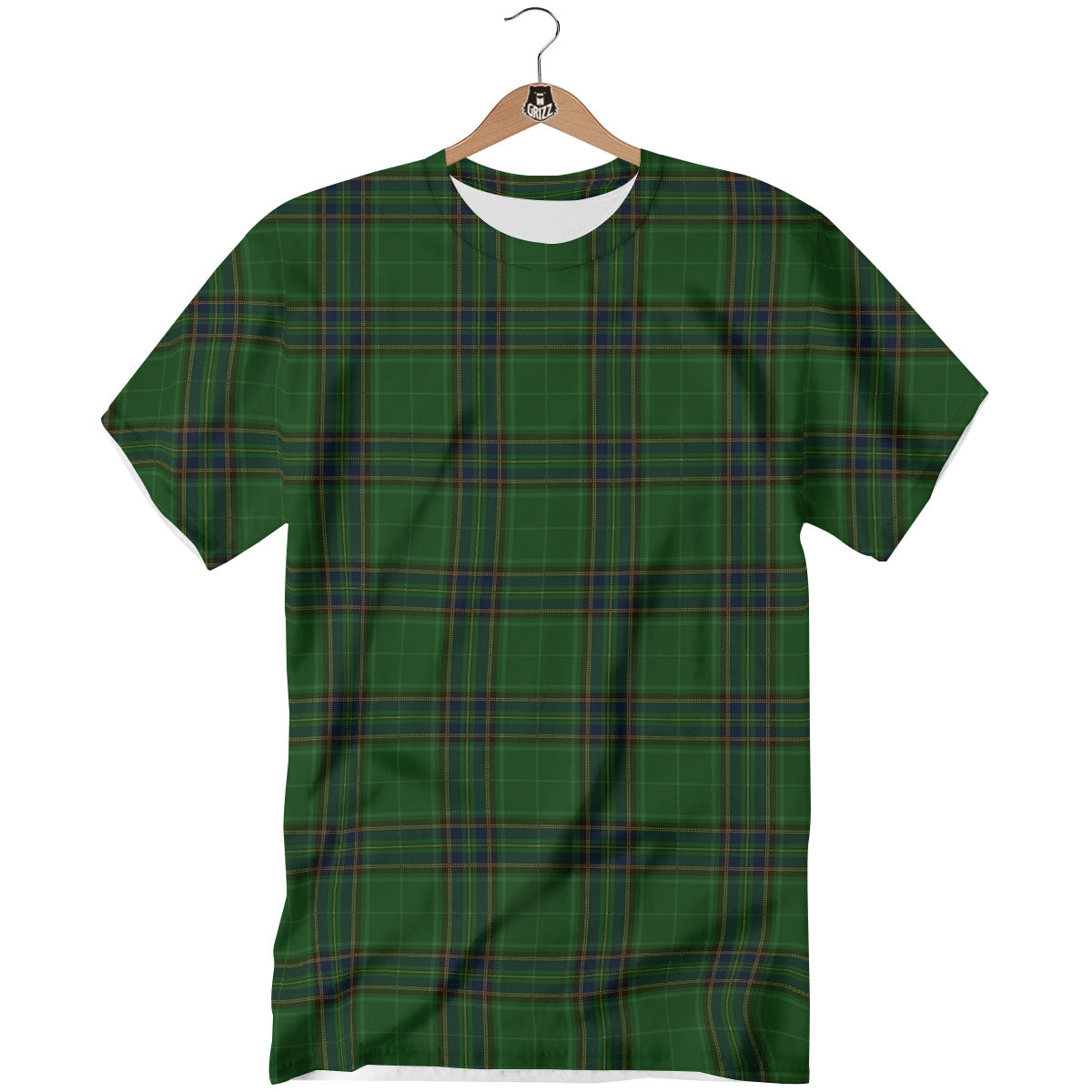 Stewart Tartan Blue And Green Print T-Shirt-grizzshop