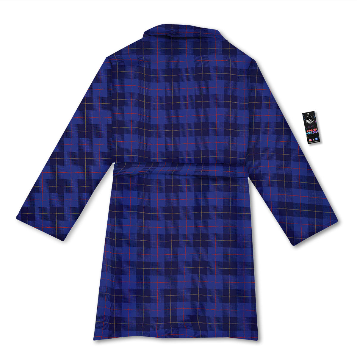 Stewart Tartan Deep Blue Print Bathrobe-grizzshop