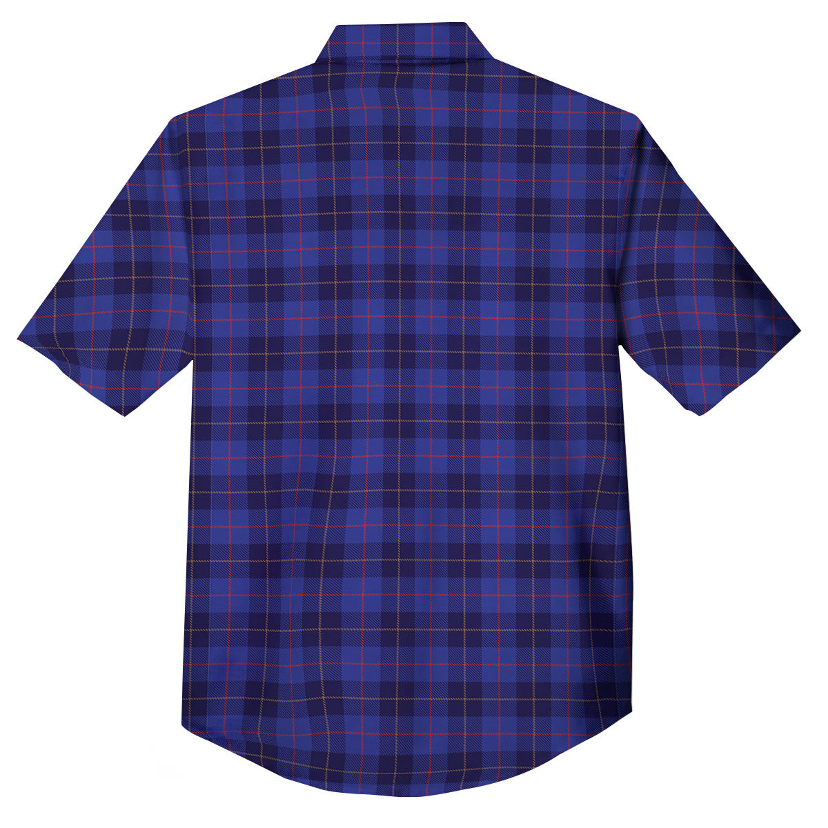 Stewart Tartan Deep Blue Print Button Up Shirt-grizzshop