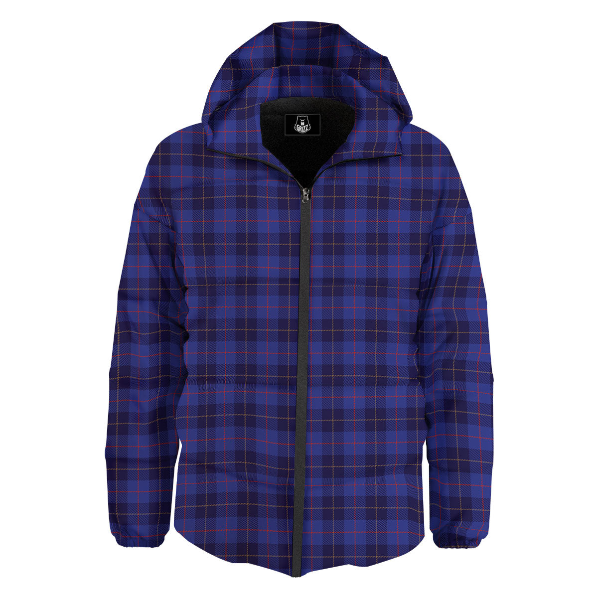 Stewart Tartan Deep Blue Print Down Jacket-grizzshop