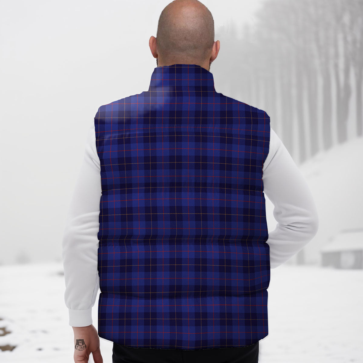 Stewart Tartan Deep Blue Print Down Vest