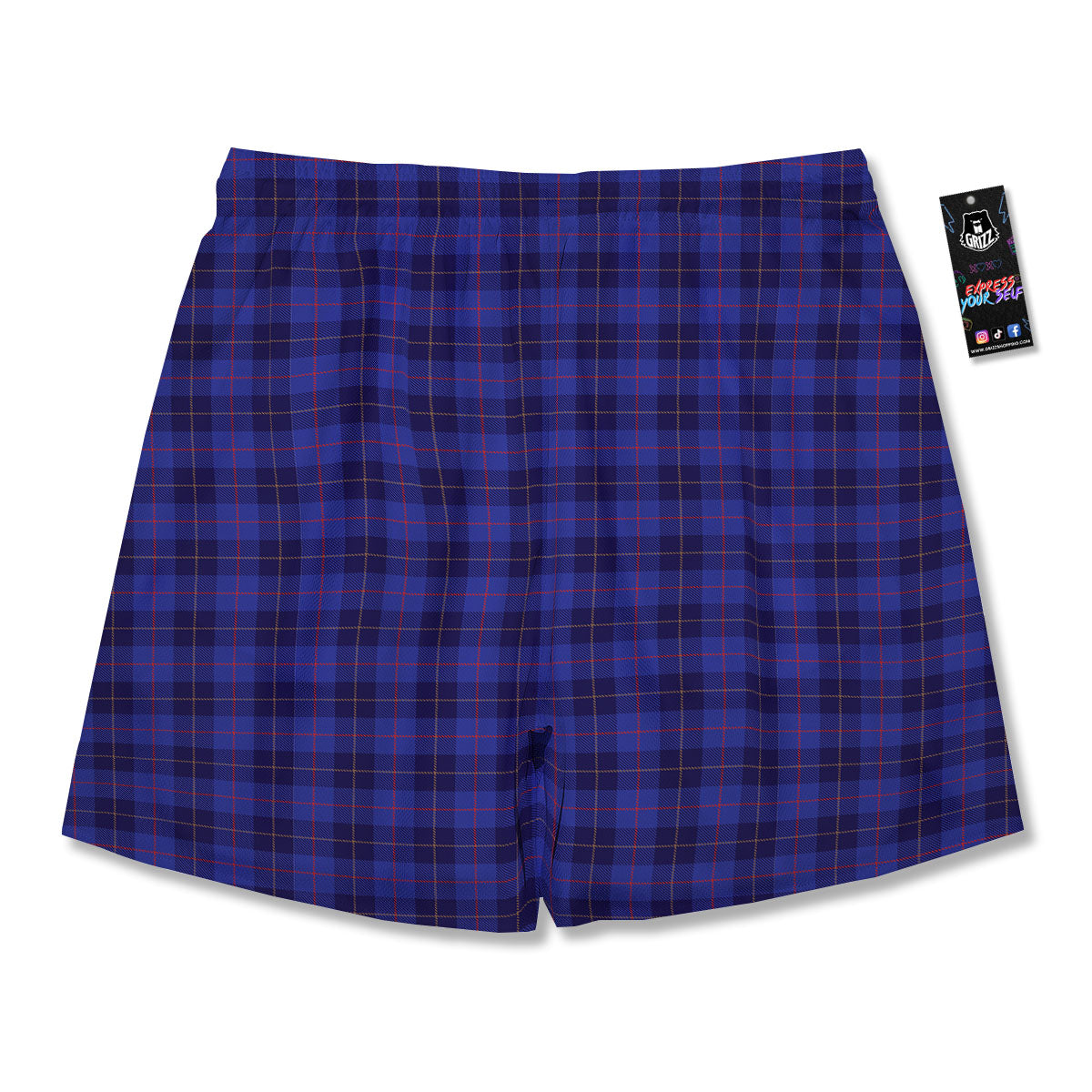 Stewart Tartan Deep Blue Print Men's Running Shorts-grizzshop