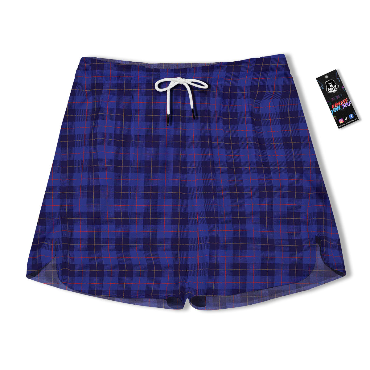 Stewart Tartan Deep Blue Print Men's Running Shorts-grizzshop