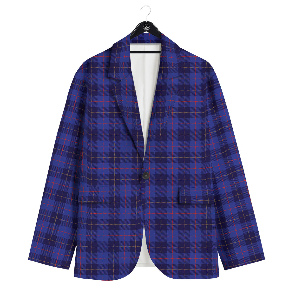 Stewart Tartan Deep Blue Print Men's Sport Coat-grizzshop