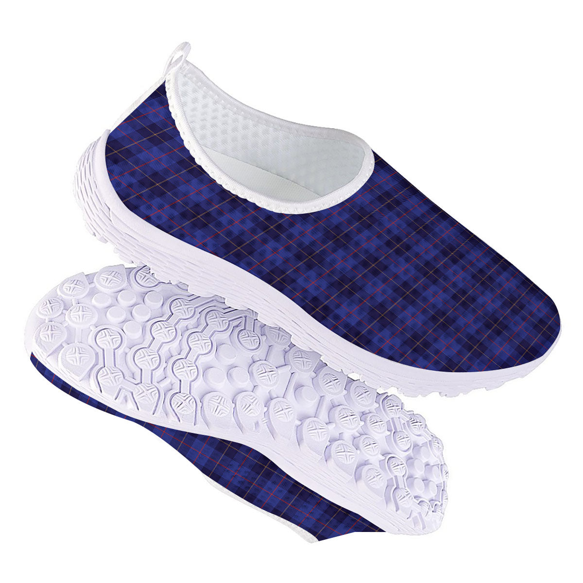Stewart Tartan Deep Blue Print Nurse Shoes-grizzshop