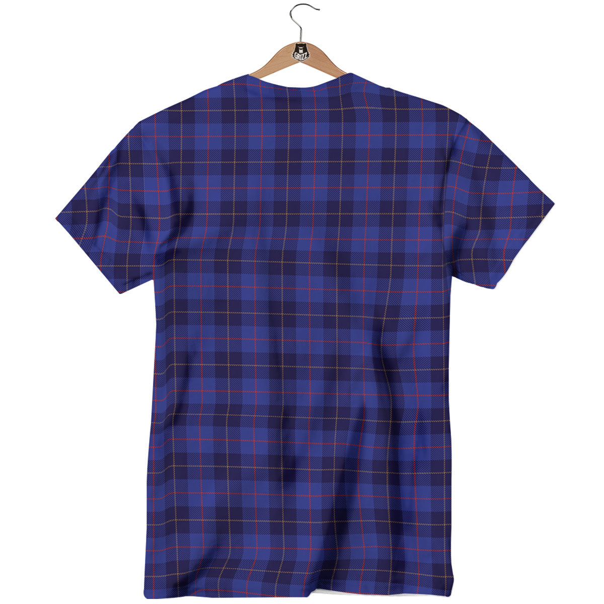 Stewart Tartan Deep Blue Print T-Shirt-grizzshop