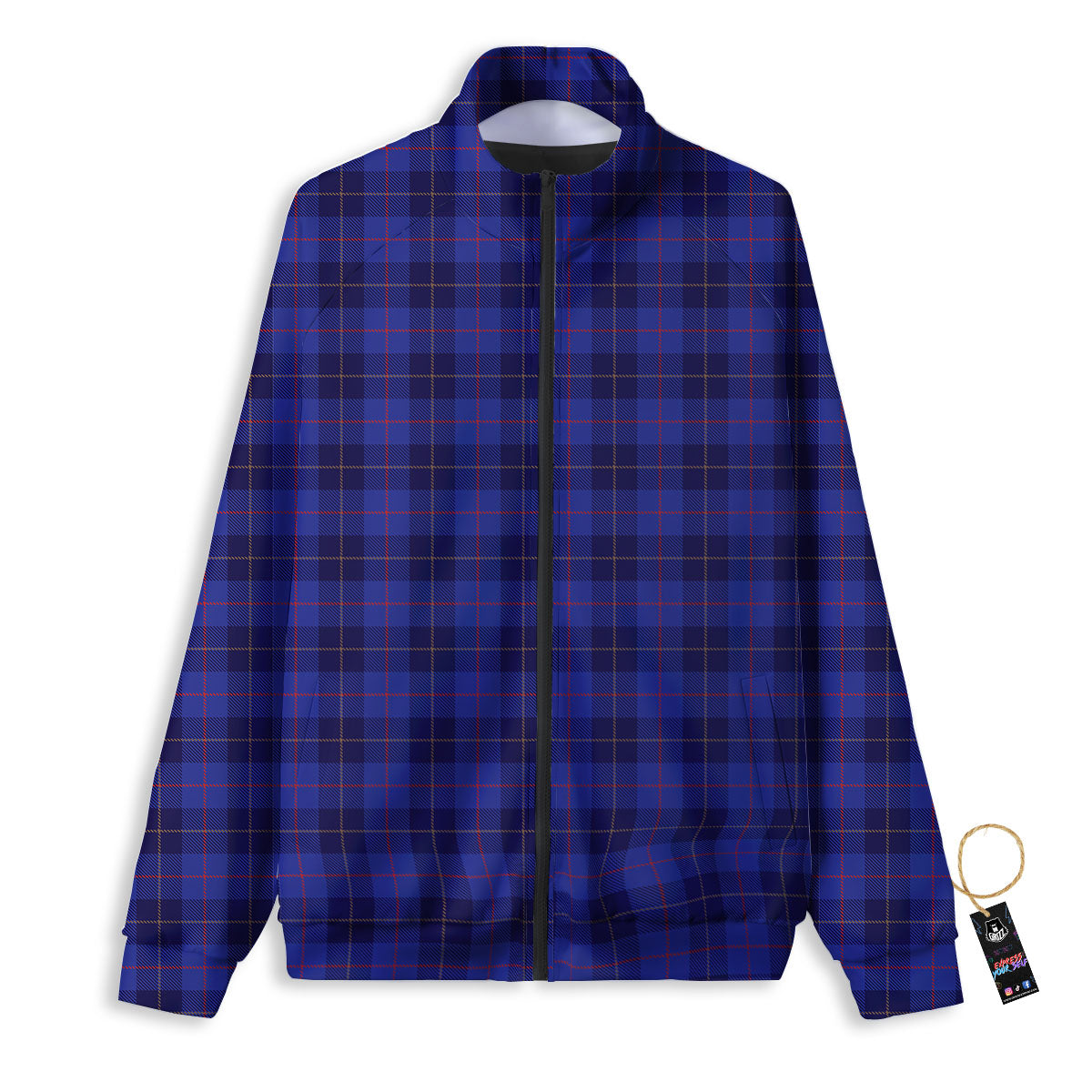 Stewart Tartan Deep Blue Print Track Jacket-grizzshop