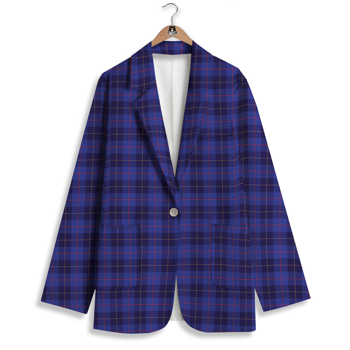 Stewart Tartan Deep Blue Print Women's Blazer-grizzshop