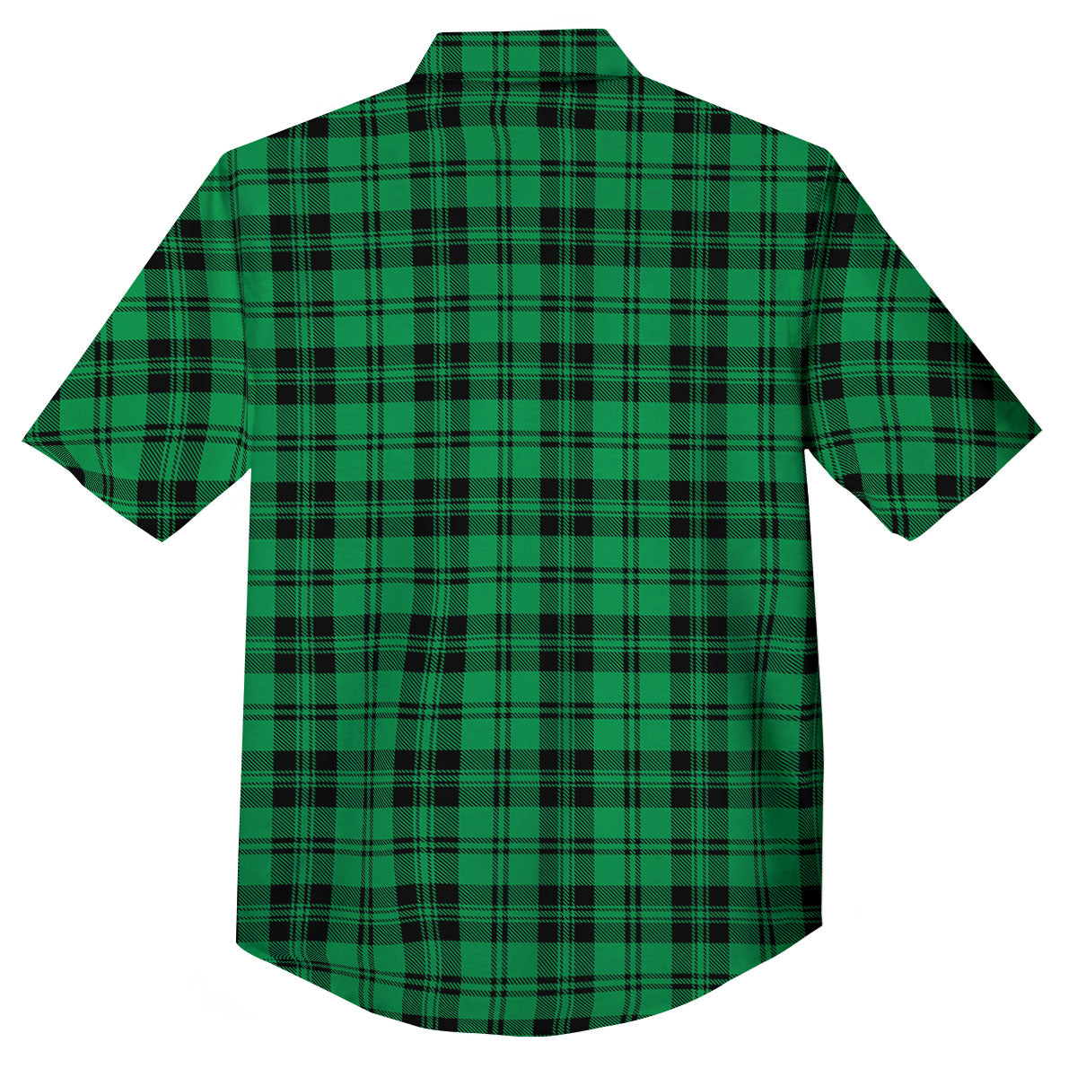 Stewart Tartan Green And Black Print Button Up Shirt-grizzshop