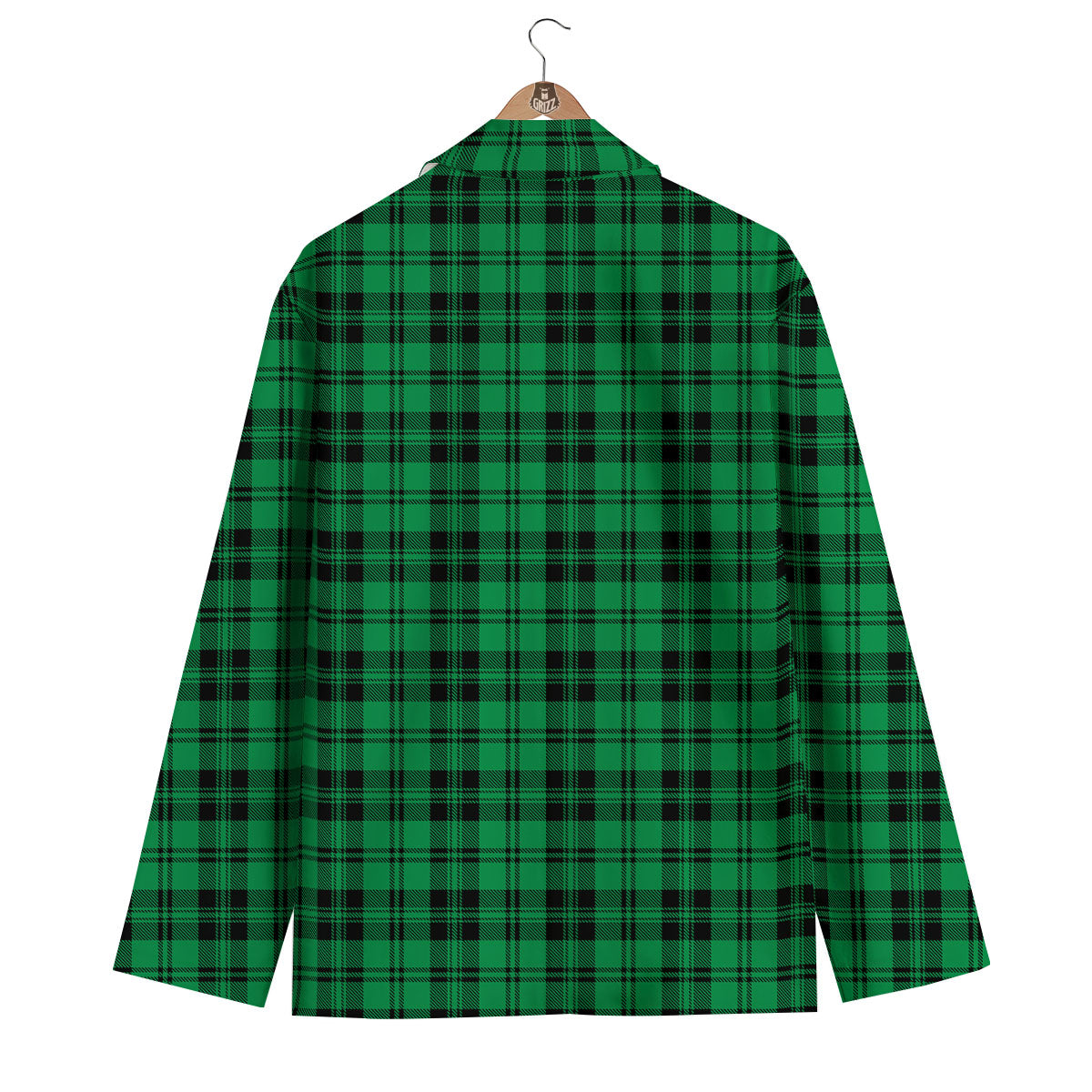 Stewart Tartan Green And Black Print Men's Blazer-grizzshop