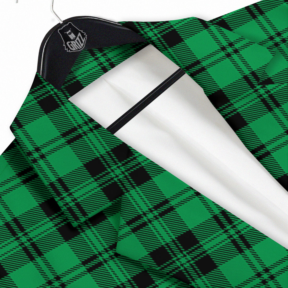 Stewart Tartan Green And Black Print Men's Sport Coat-grizzshop