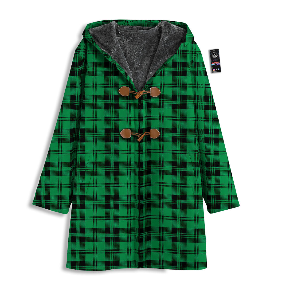 Stewart Tartan Green And Black Print Men's Windbreaker Jacket-grizzshop
