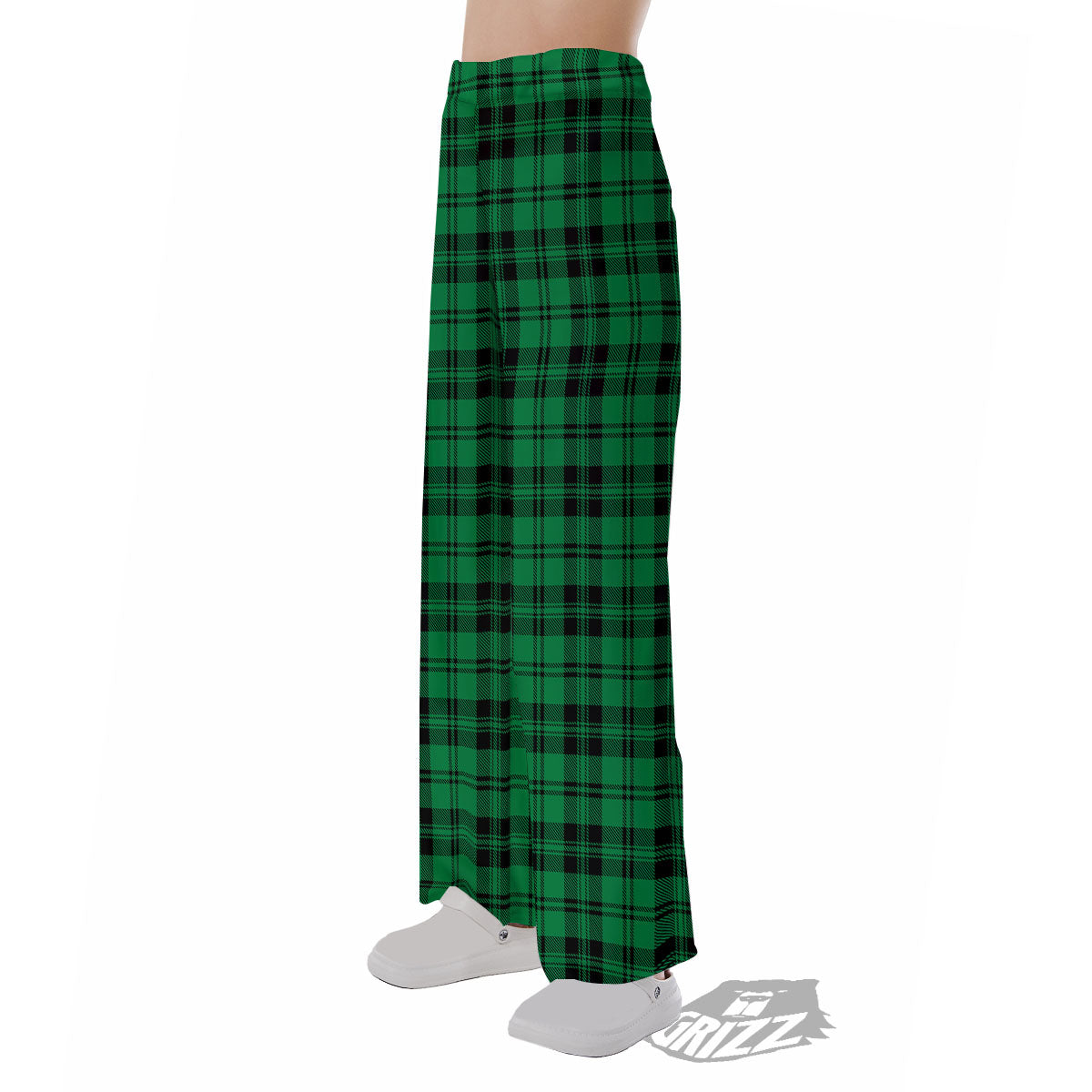 Stewart Tartan Green And Black Print Pajama Pants-grizzshop