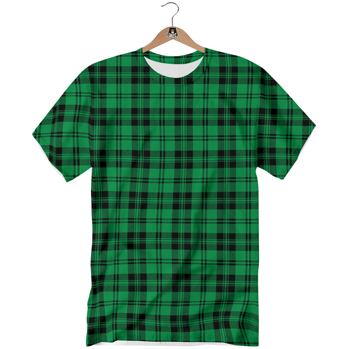Stewart Tartan Green And Black Print T-Shirt-grizzshop