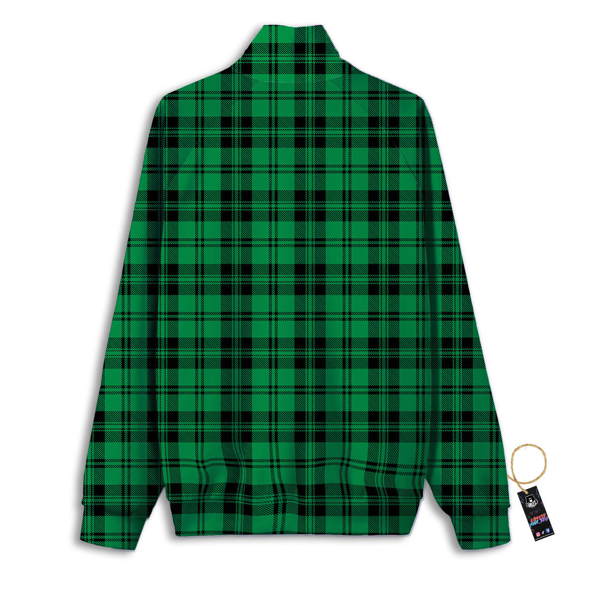 Stewart Tartan Green And Black Print Track Jacket-grizzshop