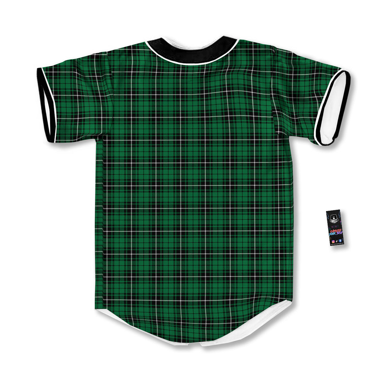 Stewart Tartan Green Print Baseball Jersey-grizzshop