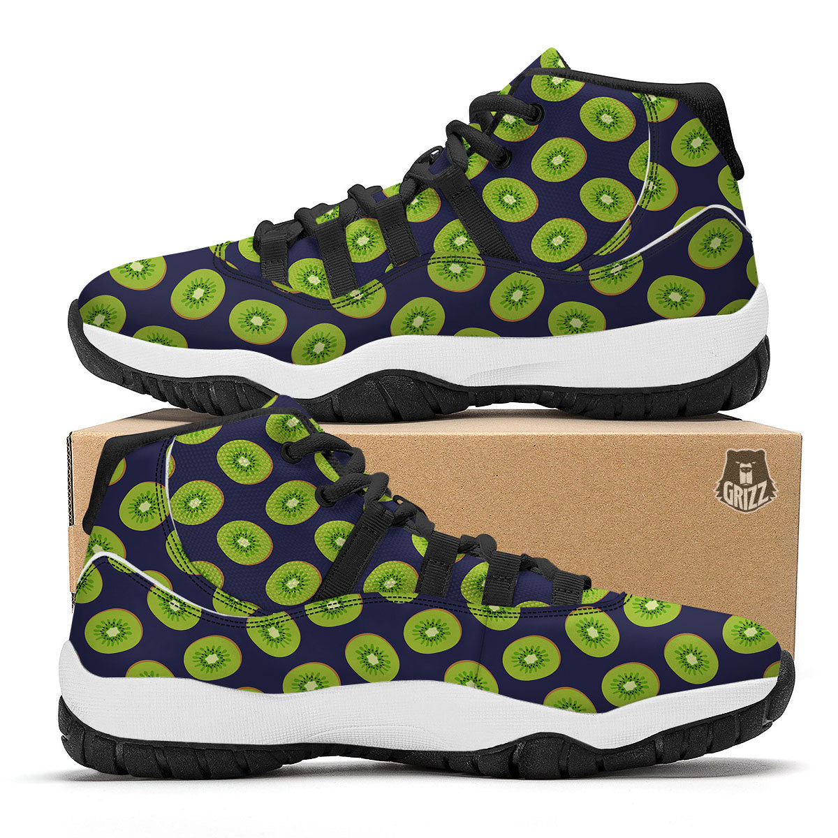 Stewart Tartan Green Print Black Bball Shoes-grizzshop