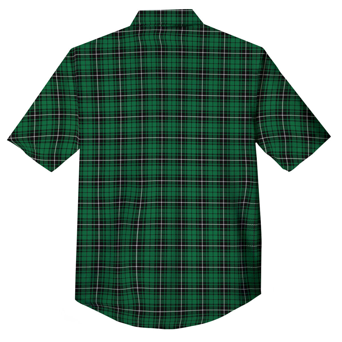 Stewart Tartan Green Print Button Up Shirt-grizzshop