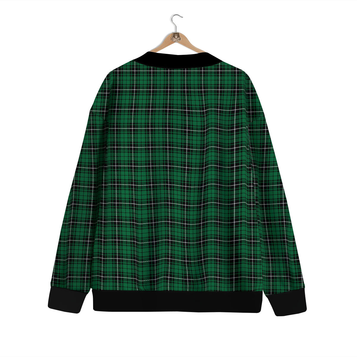 Stewart Tartan Green Print Cardigan-grizzshop
