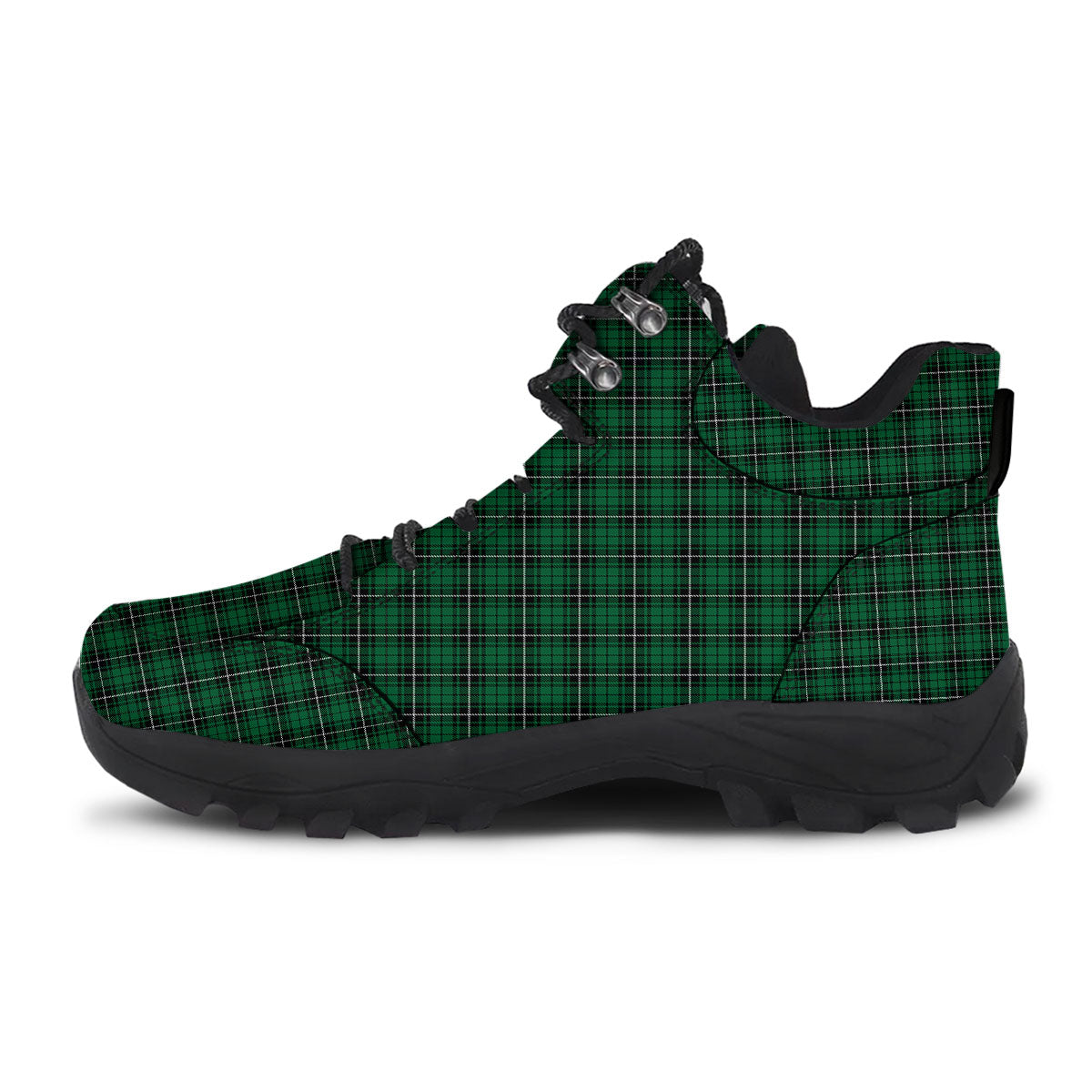 Stewart Tartan Green Print Hiking Shoes-grizzshop
