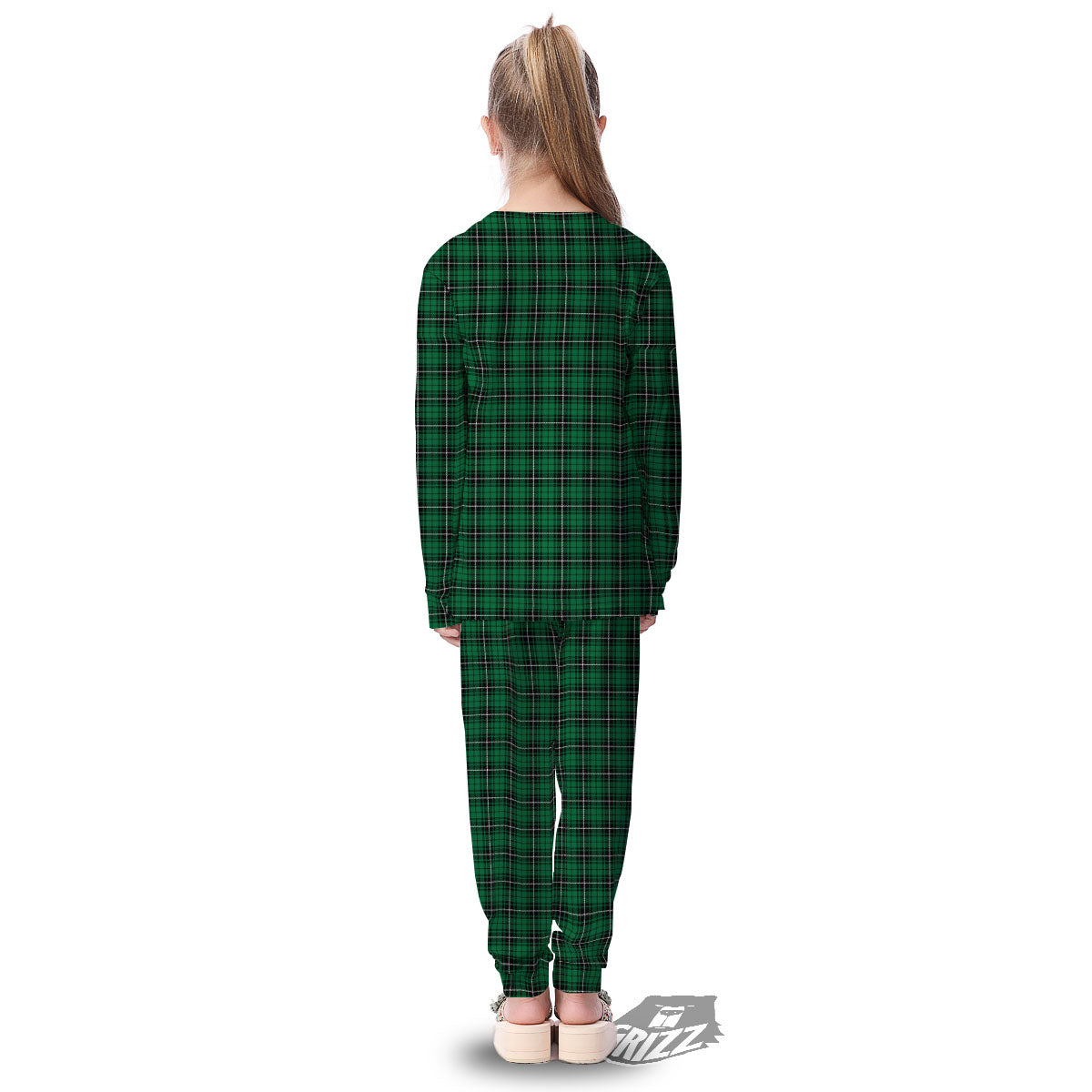 Stewart Tartan Green Print Kid's Pajamas-grizzshop